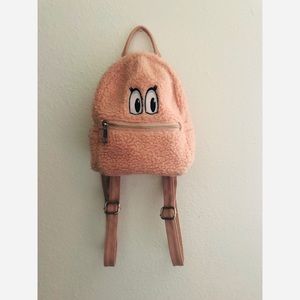 Mossimo Blush Sherpa Mini Backpack with Eyes